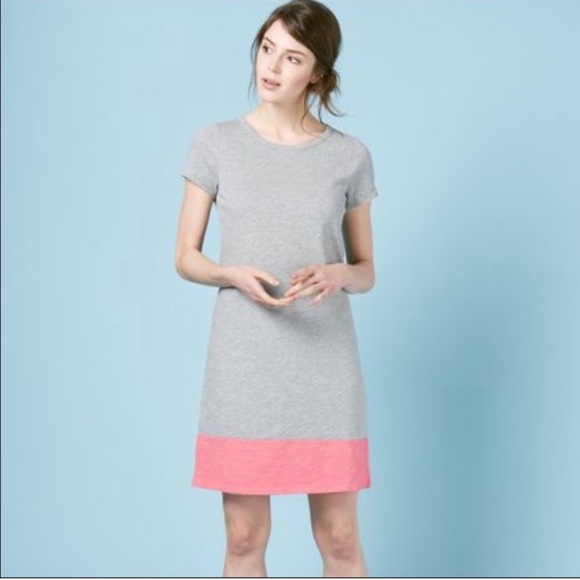 Boden Slub Tee Colorblock Dress gray pink - Picture 1 of 9